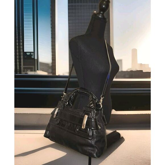 Kooba Black Leather Satchel Shoulder Bag Purse 13"x7"x5" - Picture 1 of 15